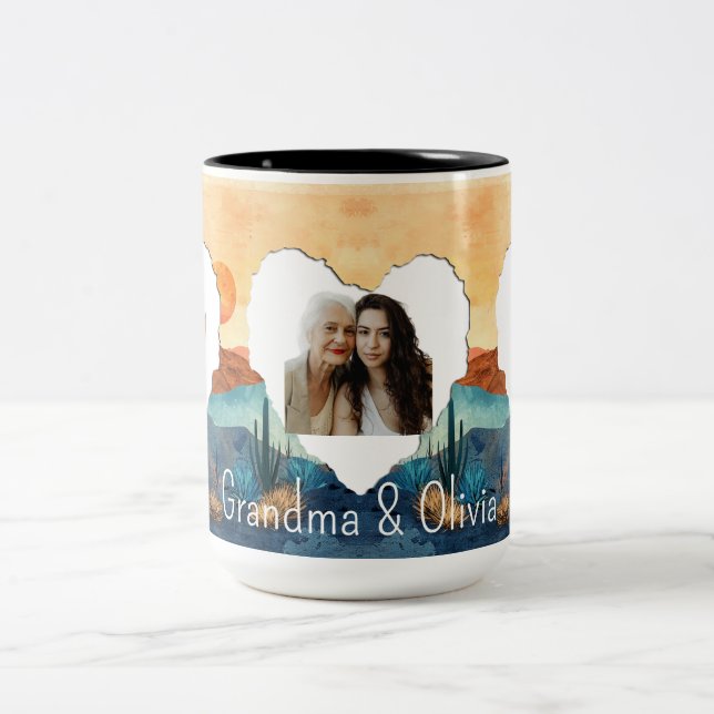 Personalized 3 Photo Cup with Custom Text (Center)