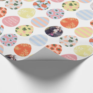 Personalized 3 Photo Easter Eggs Wrapping Paper