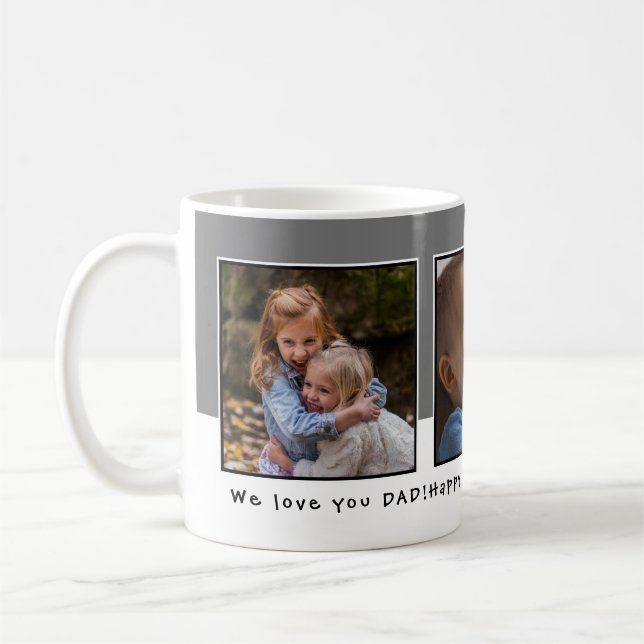 Personalized 3 Photo Father's Day Coffee Mug (Left)