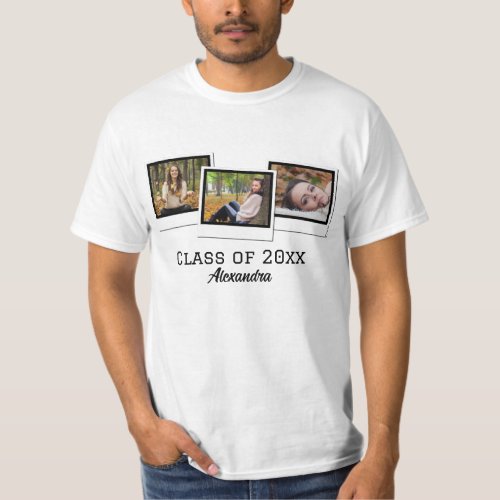 Personalized 3_Photo Frames Rustic Graduation T_Shirt