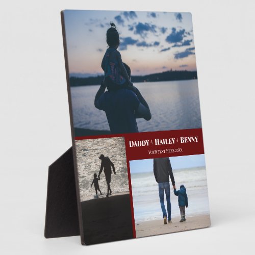 Personalized 3 Photo Gift for Dad Work Desk Easel  Plaque