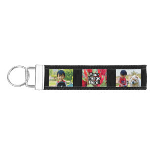 Personalized 3 Photo Keychain Wristband Band