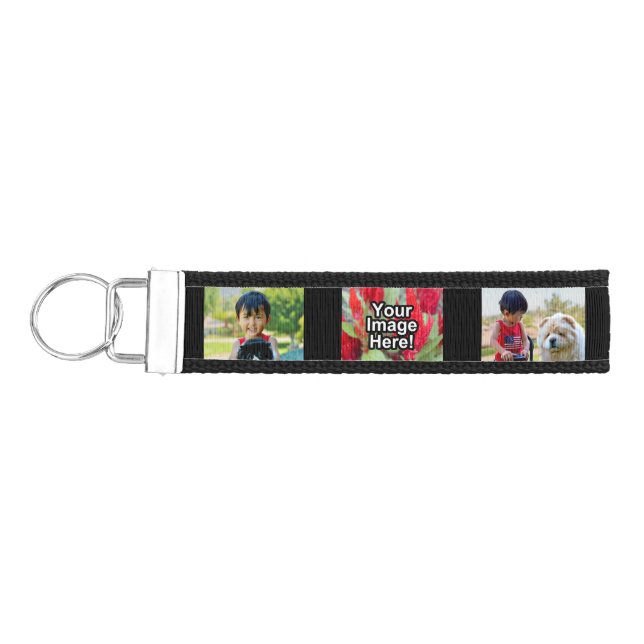 Personalized 3 Photo Keychain Wristband Band (Keys on Left)