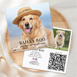 Personalized 3 Photo Modern Social Media QR Code Square Business Card