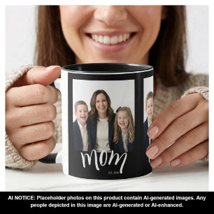 Personalized 3 Photo Mom Kids Year Established Mug