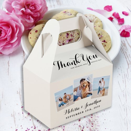Personalized 3 Photo Newlywed Wedding Thank You Favor Boxes