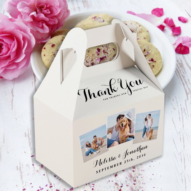 Personalized 3 Photo Newlywed Wedding Thank You Favor Boxes (Creator Uploaded)