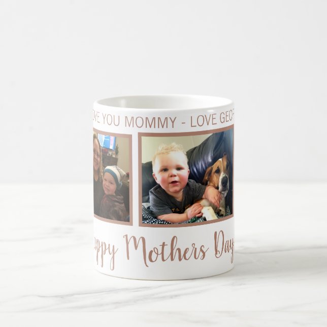 personalized 3 PHOTO ROSE GOLD mothers day mug (Center)