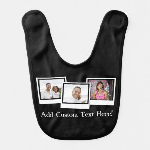 Personalized 3-Photo Snapshot Frames Custom Color Bib