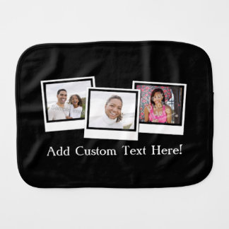 Personalized 3-Photo Snapshot Frames Custom Color Burp Cloth