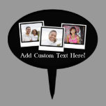 Personalized 3-Photo Snapshot Frames Custom Color Cake Topper