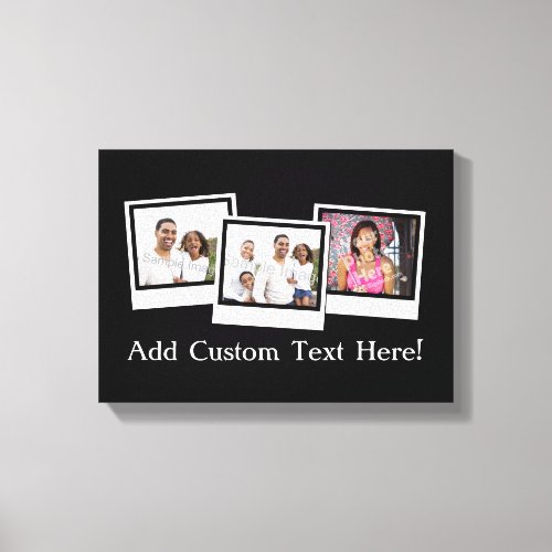 Personalized 3_Photo Snapshot Frames Custom Color Canvas Print