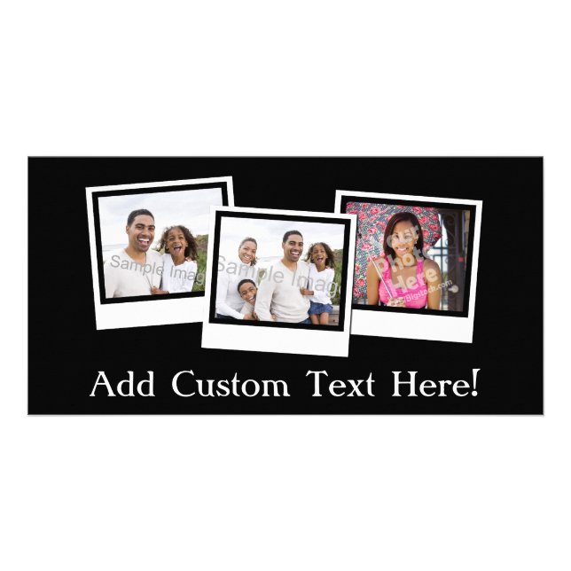 Personalized 3-Photo Snapshot Frames Custom Color Card (Front)