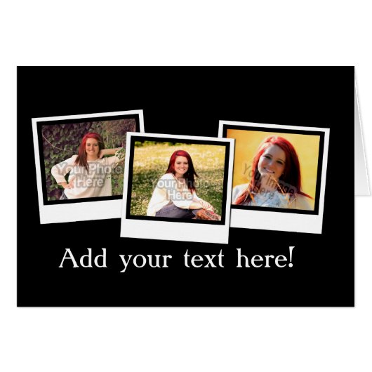 Personalized 3-Photo Snapshot Frames Custom Color Cards (Front Horizontal)