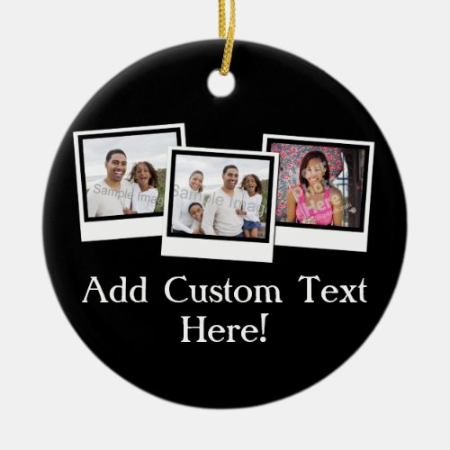 Personalized 3_Photo Snapshot Frames Custom Color Ceramic Ornament