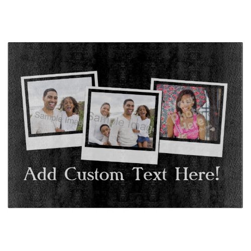 Personalized 3_Photo Snapshot Frames Custom Color Cutting Board