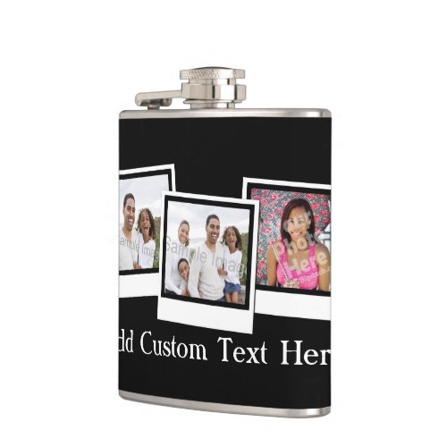 Personalized 3_Photo Snapshot Frames Custom Color Flask