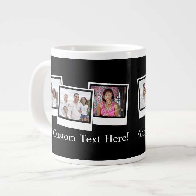 Personalized 3-Photo Snapshot Frames Custom Color Giant Coffee Mug (Front Left)