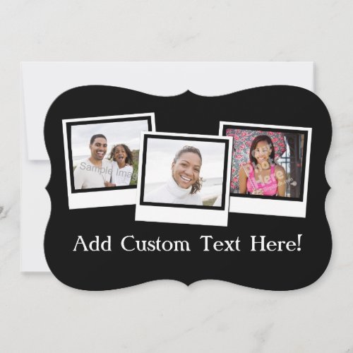 Personalized 3_Photo Snapshot Frames Custom Color Invitation
