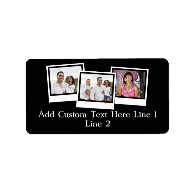 Personalized 3-Photo Snapshot Frames Custom Color Label (Front)