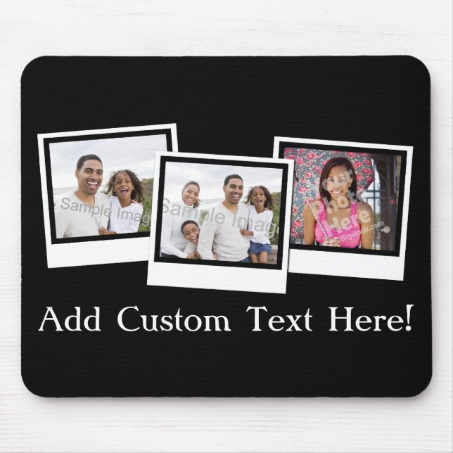 Personalized 3-Photo Snapshot Frames Custom Color Mouse Pad (Front)