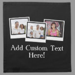Personalized 3-Photo Snapshot Frames Custom Color Napkin