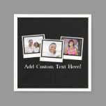 Personalized 3-Photo Snapshot Frames Custom Color Napkins