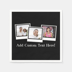 Personalized 3-Photo Snapshot Frames Custom Color Napkins