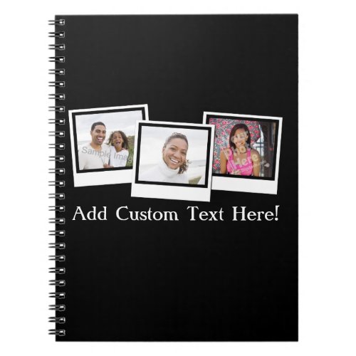 Personalized 3_Photo Snapshot Frames Custom Color Notebook