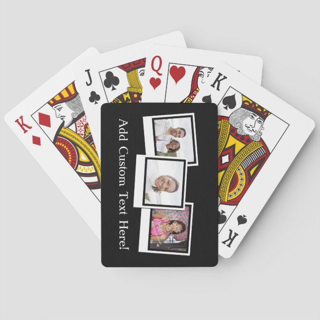 Personalized 3-Photo Snapshot Frames Custom Color Poker Cards (Back)