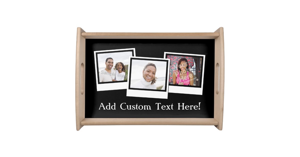 Personalized 3Photo Snapshot Frames Custom Color Serving Tray Zazzle