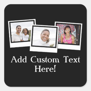 Personalized 3-Photo Snapshot Frames Custom Color Square Sticker