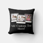 Personalized 3-Photo Snapshot Frames Custom Color Throw Pillow