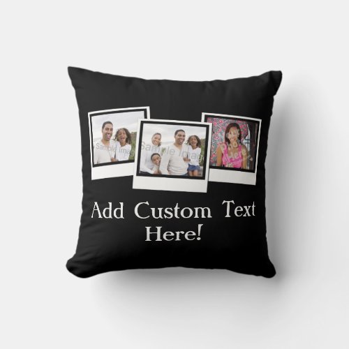 Personalized 3_Photo Snapshot Frames Custom Color Throw Pillow