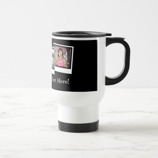 Personalized 3-Photo Snapshot Frames Custom Color Travel Mug (Right)