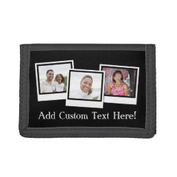 Personalized 3-Photo Snapshot Frames Custom Color Tri-fold Wallet