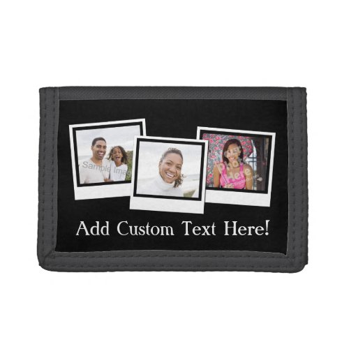 Personalized 3_Photo Snapshot Frames Custom Color Tri_fold Wallet