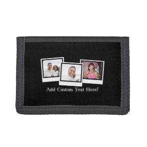 Personalized 3-Photo Snapshot Frames Custom Color Tri-fold Wallet