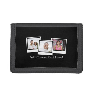 Personalized 3-Photo Snapshot Frames Custom Color Tri-fold Wallet