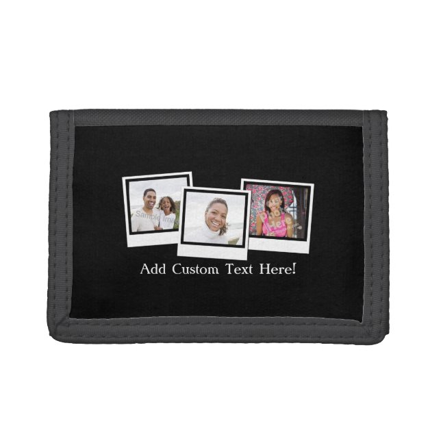 Personalized 3-Photo Snapshot Frames Custom Color Trifold Wallet (Front)