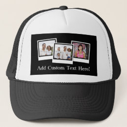 Personalized 3-Photo Snapshot Frames Custom Color Trucker Hat