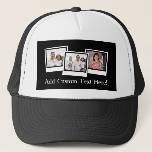 Personalized 3_Photo Snapshot Frames Custom Color Trucker Hat