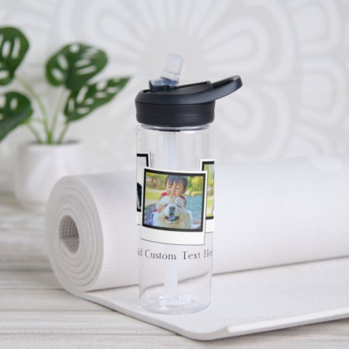 Personalized 3_Photo Snapshot Frames Custom Color Water Bottle