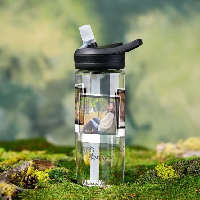 Personalized 3-Photo Snapshot Frames Graduation Water Bottle (Outdoor)
