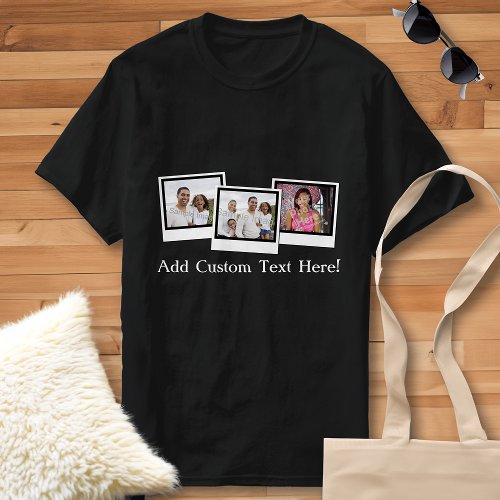 Personalized 3_Photo Snapshot Montage Frame Custom T_Shirt