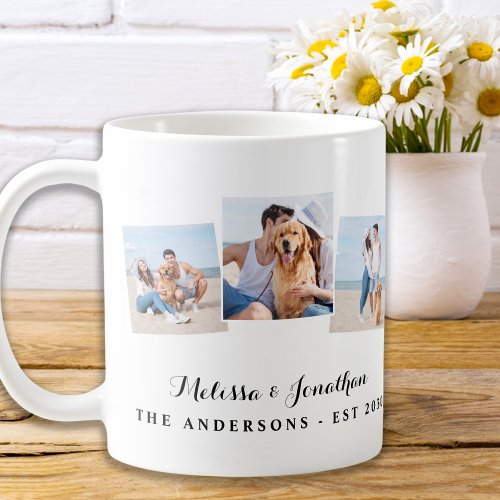 Personalized 3 Photo Unique Newlywed Wedding Coffee Mug