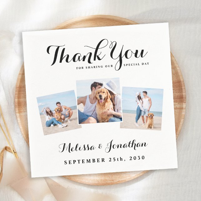 Personalized 3 Photo Unique Newlywed Wedding Napkins (Creator Uploaded)