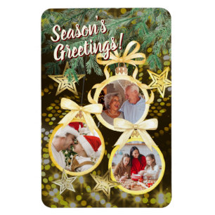 Personalized 3 Photos Ornaments - Magnet