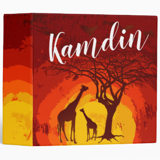 Personalized 3 Ring Scrapbook African Safari Giraf Binder