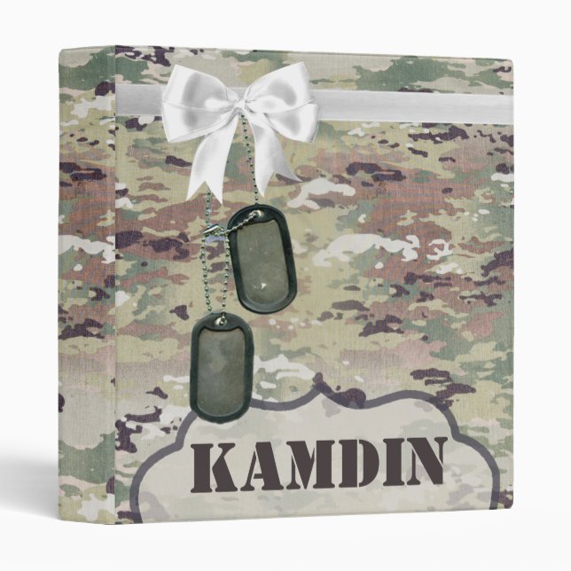 Personalized 3 Ring Scrapbook Army OCP Camo Unifor Binder (Front/Spine)